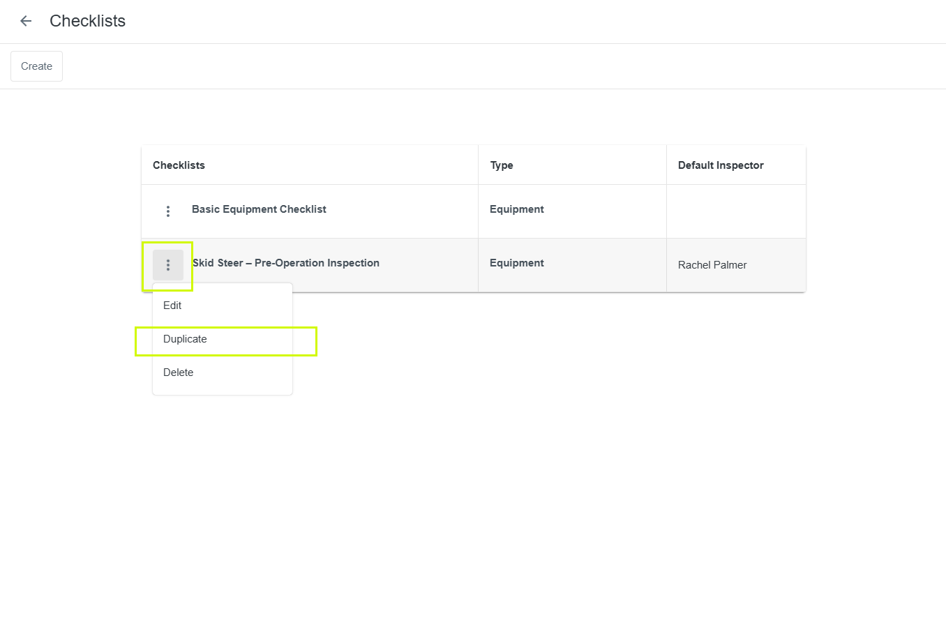 duplicate checklists 