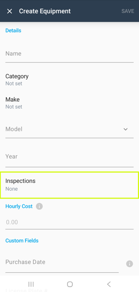 Inspections BB create equipment 
