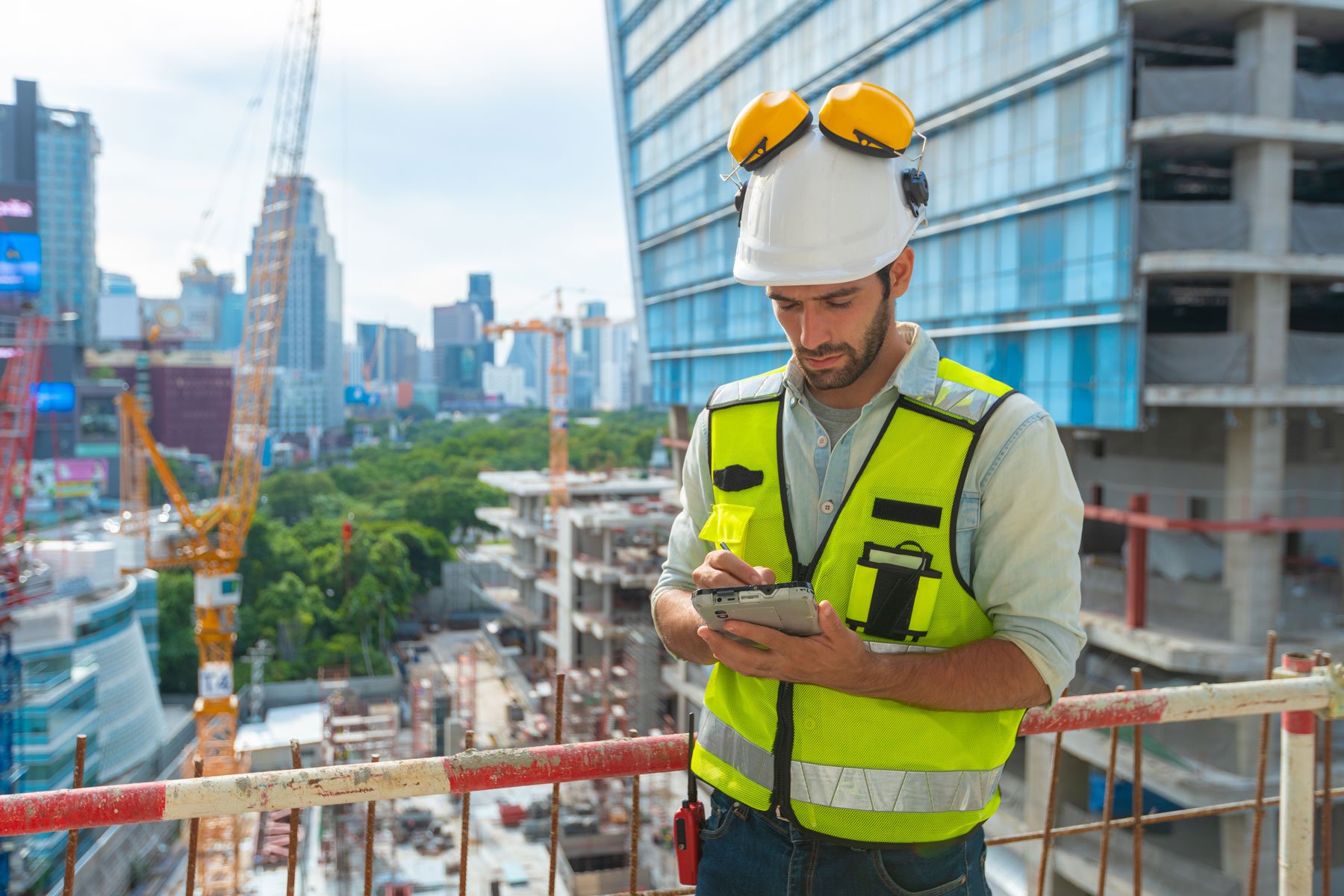 Architect engineer, designing a structure holding