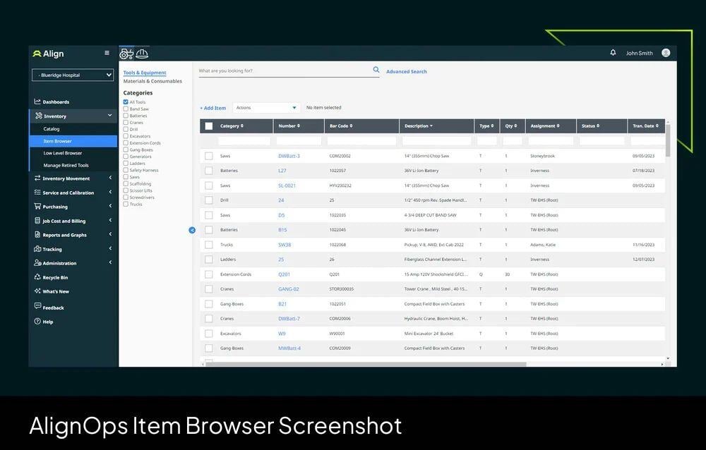 AlignOps Item Browser Screenshot