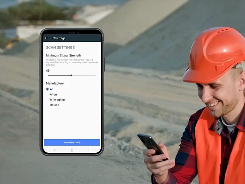 Mobile phone with a DEWALT screenshot