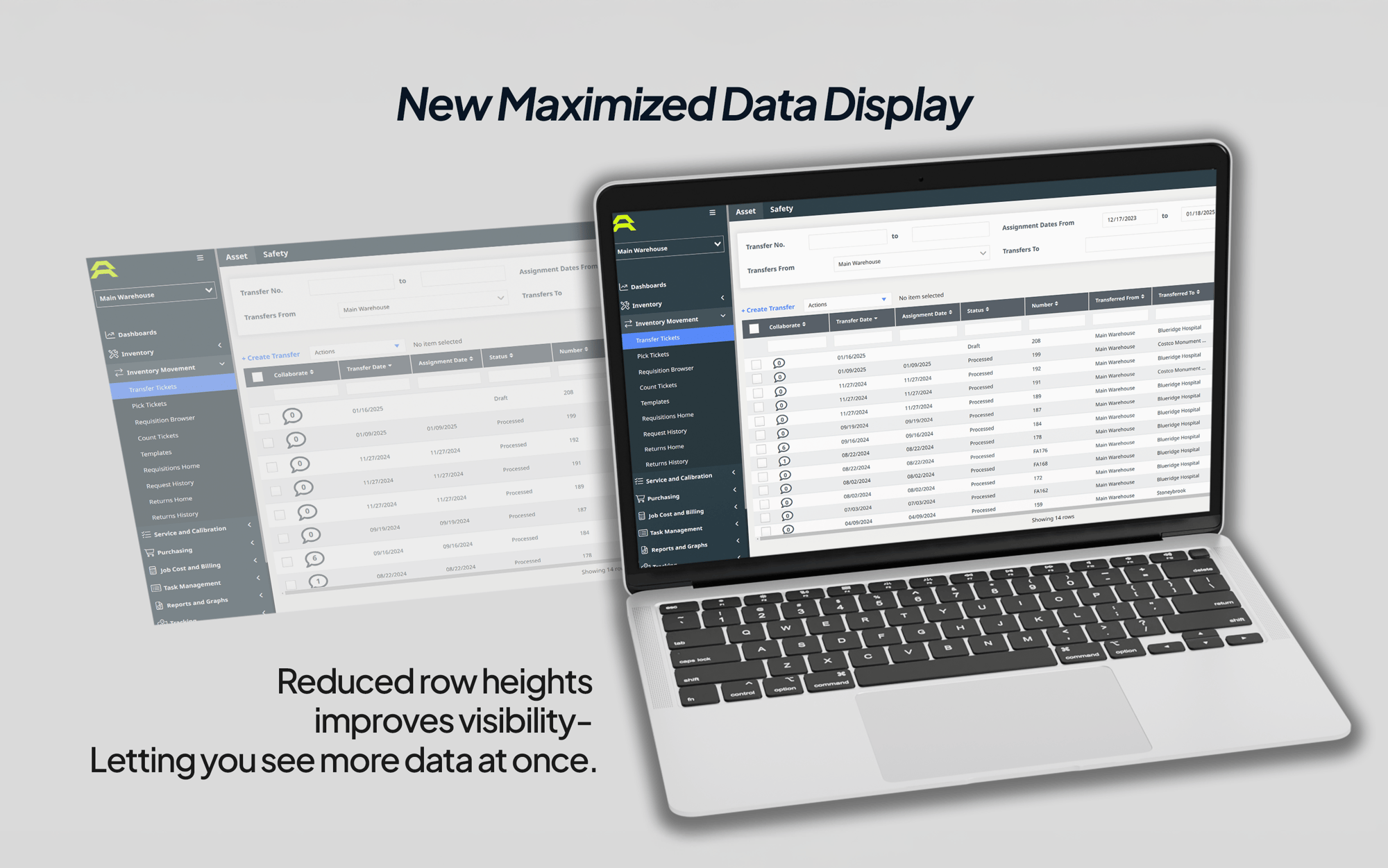 Reduce Row Height Layout Mockup