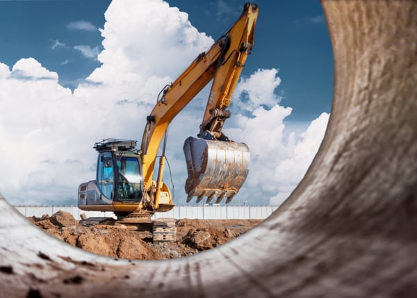 excavator on job site