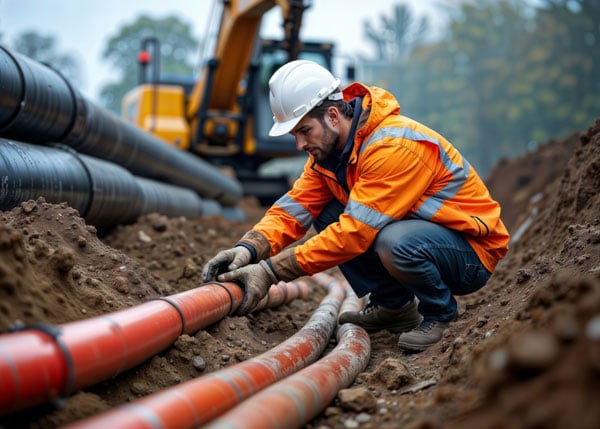 utility contractor working on site