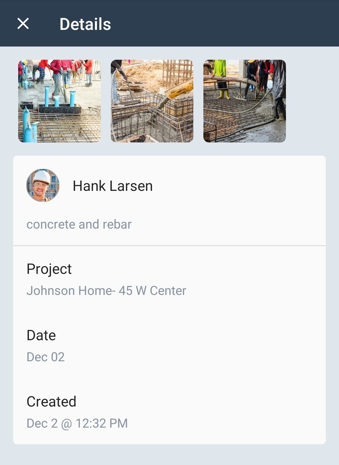 document management details dashboard