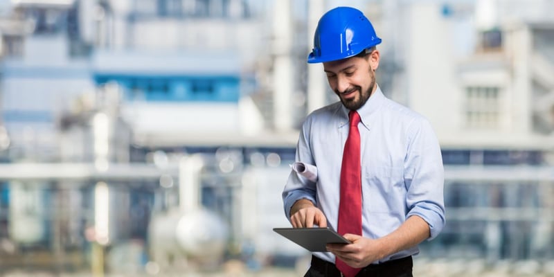 construction worker using align platform for csv file upload