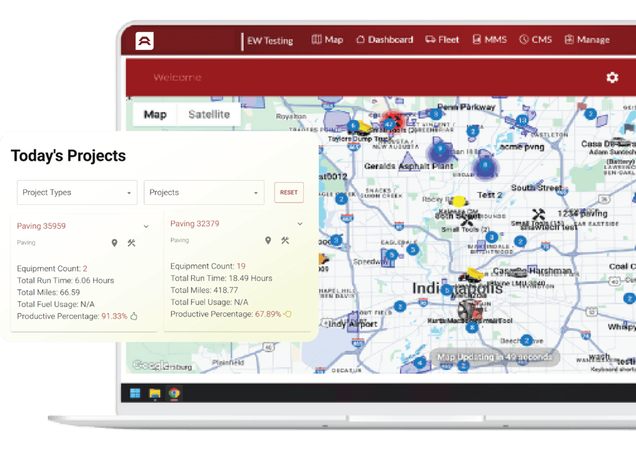 FleetWatcher laptop maps dashboard