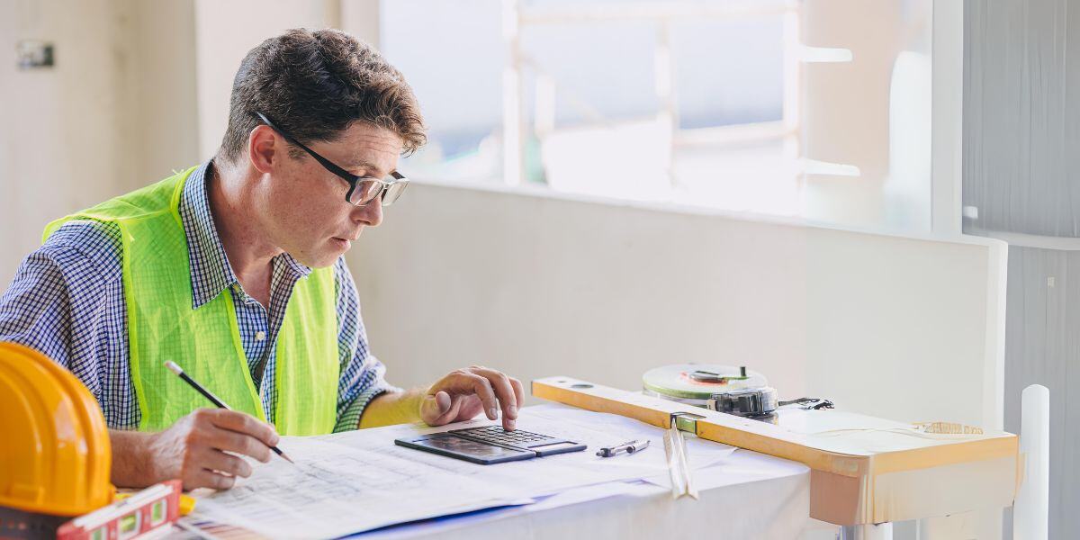 construction worker calculating job costs