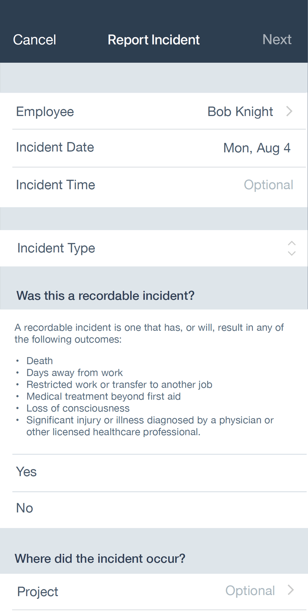 supervisor report incident