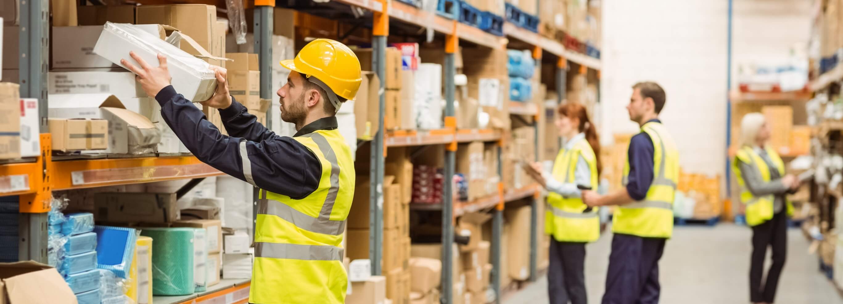 warehouse team working with inventory